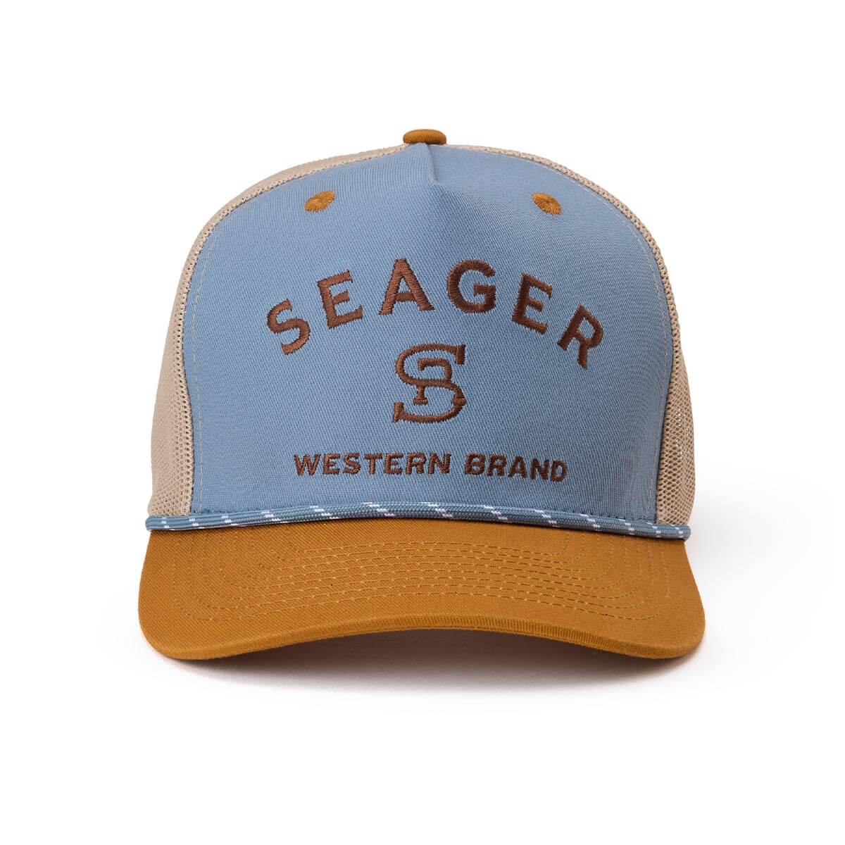 Branded Trucker Snapback Blue/Tan - Image 2
