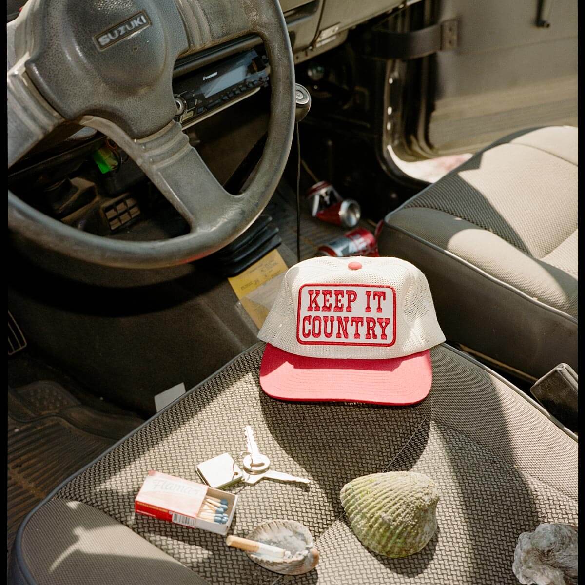 Keep It Country All-Mesh Trucker Snapback Cream/Red - Image 3