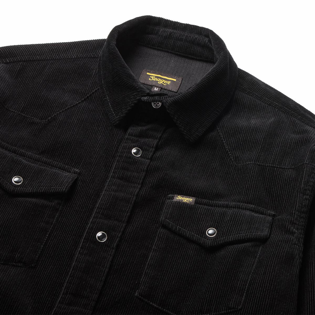 Reagan Pearl Snap Corduroy Black - Image 3