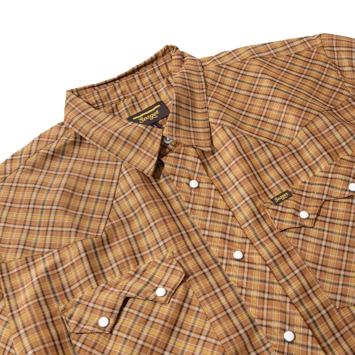 Sawtoof S/S Shirt Gold Mini Check Plaid - Image 4