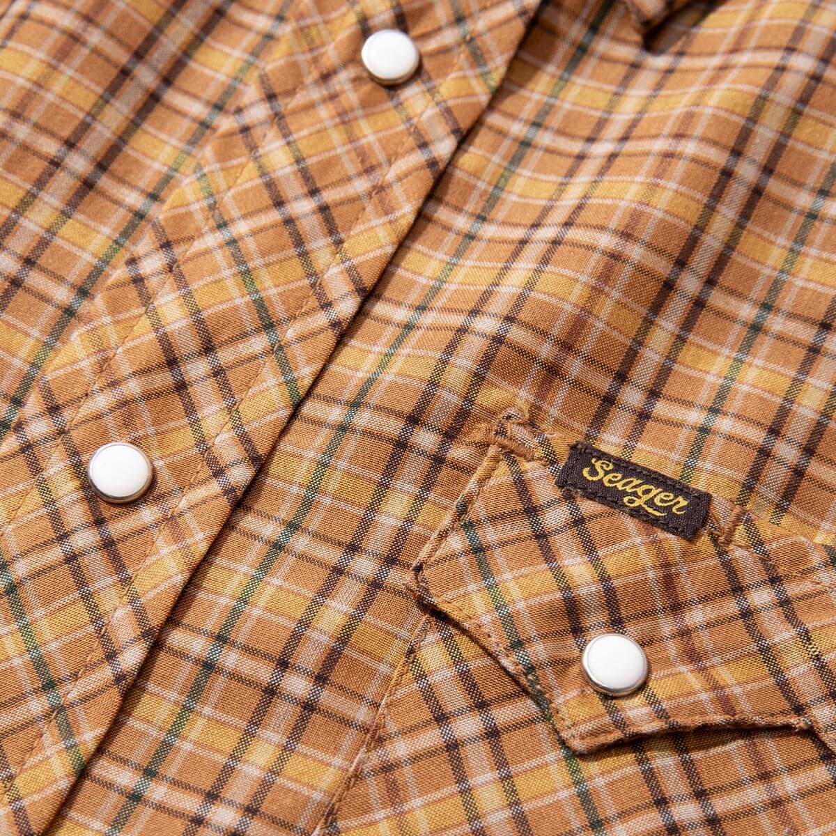 Sawtoof S/S Shirt Gold Mini Check Plaid - Image 5