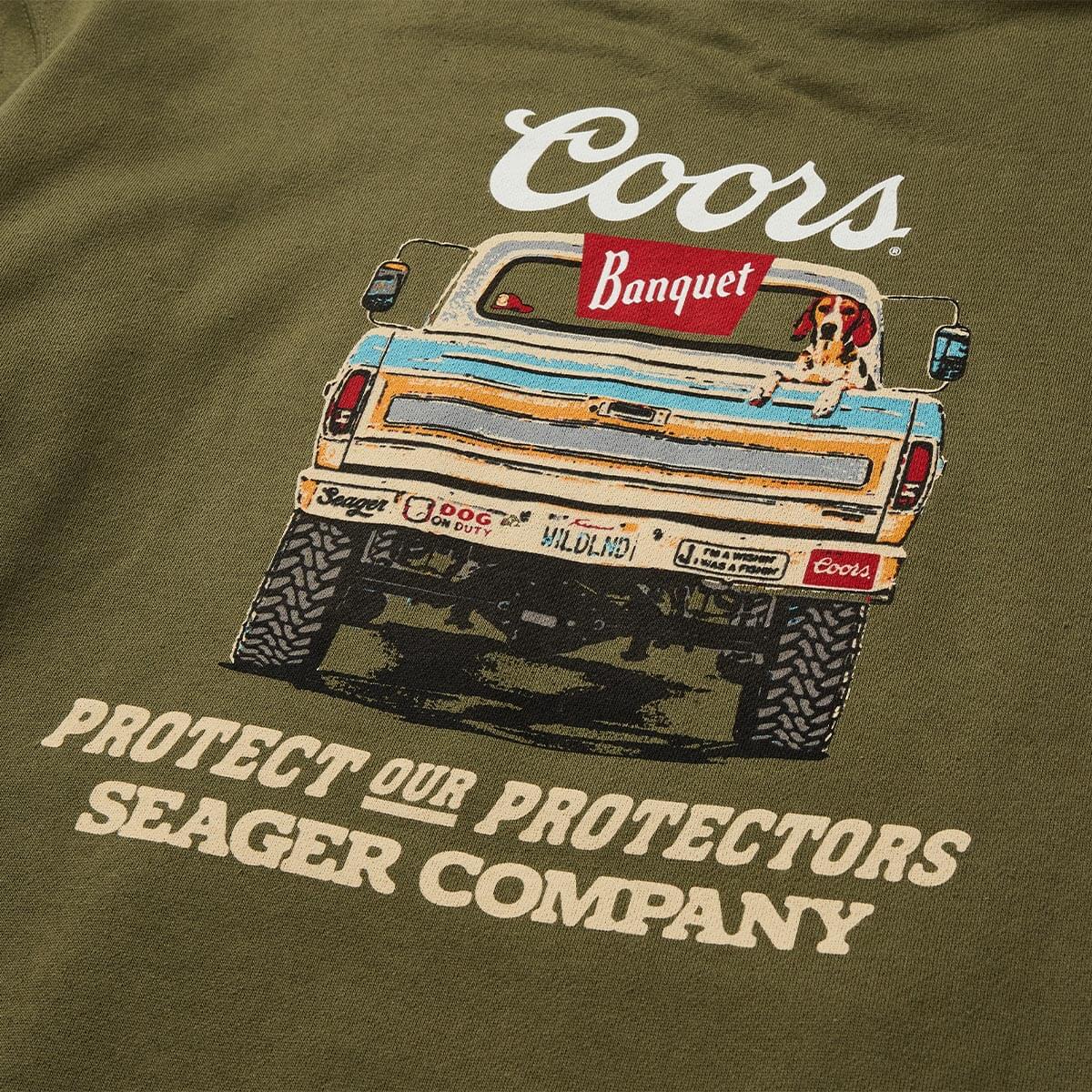Seager x Coors Banquet Bumper Hoodie Olive - Image 4
