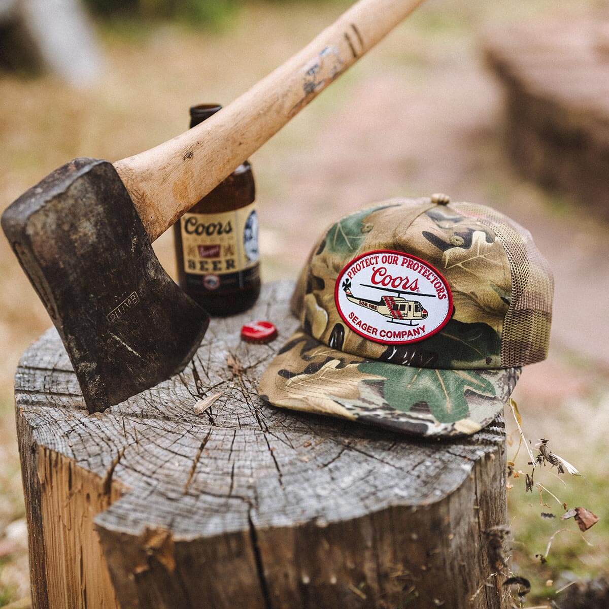 Seager x Coors Banquet Helo Trucker Snapback Real Camo - Image 3