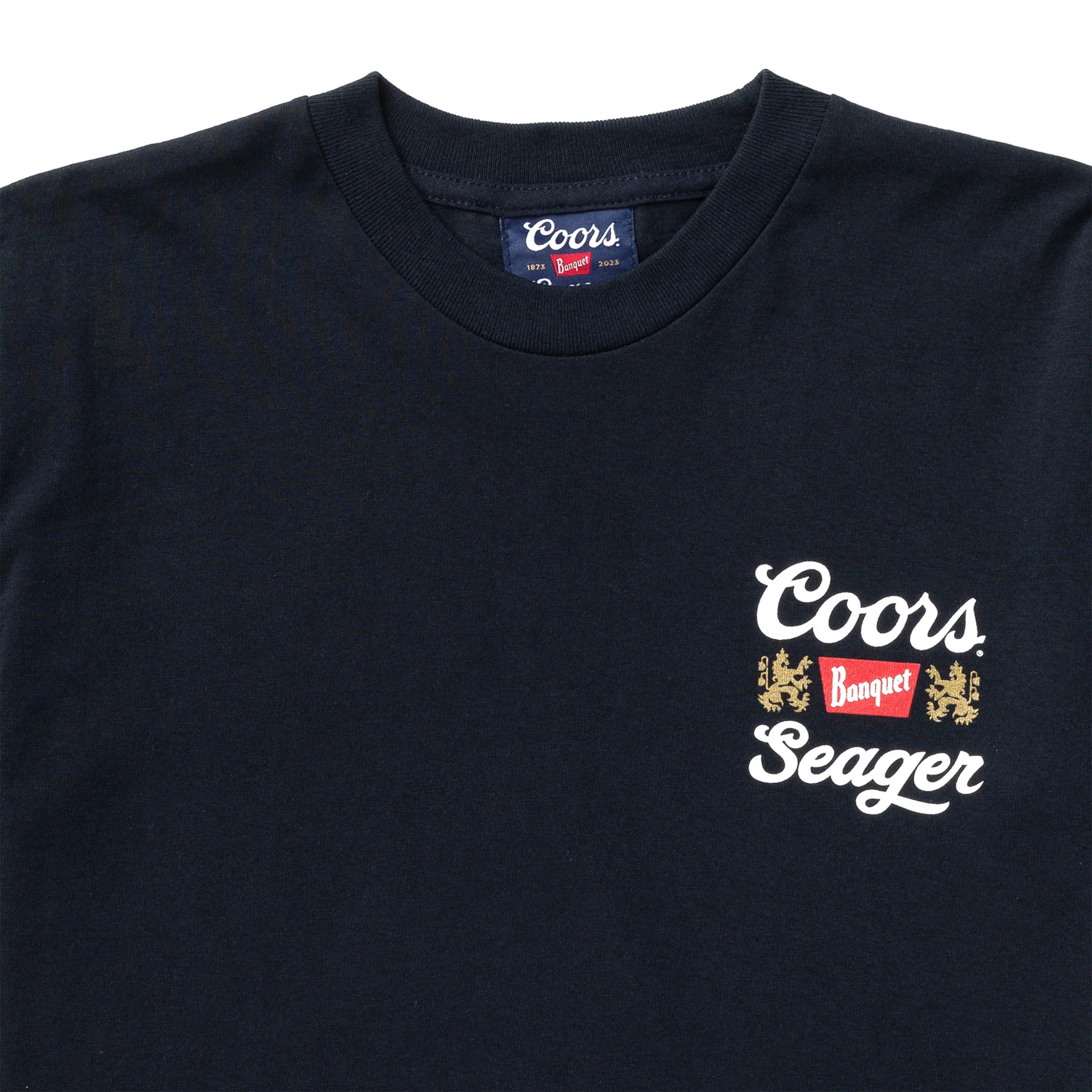 SEAGER X COORS BANQUET CAMP OUT TEE NAVY - Image 4