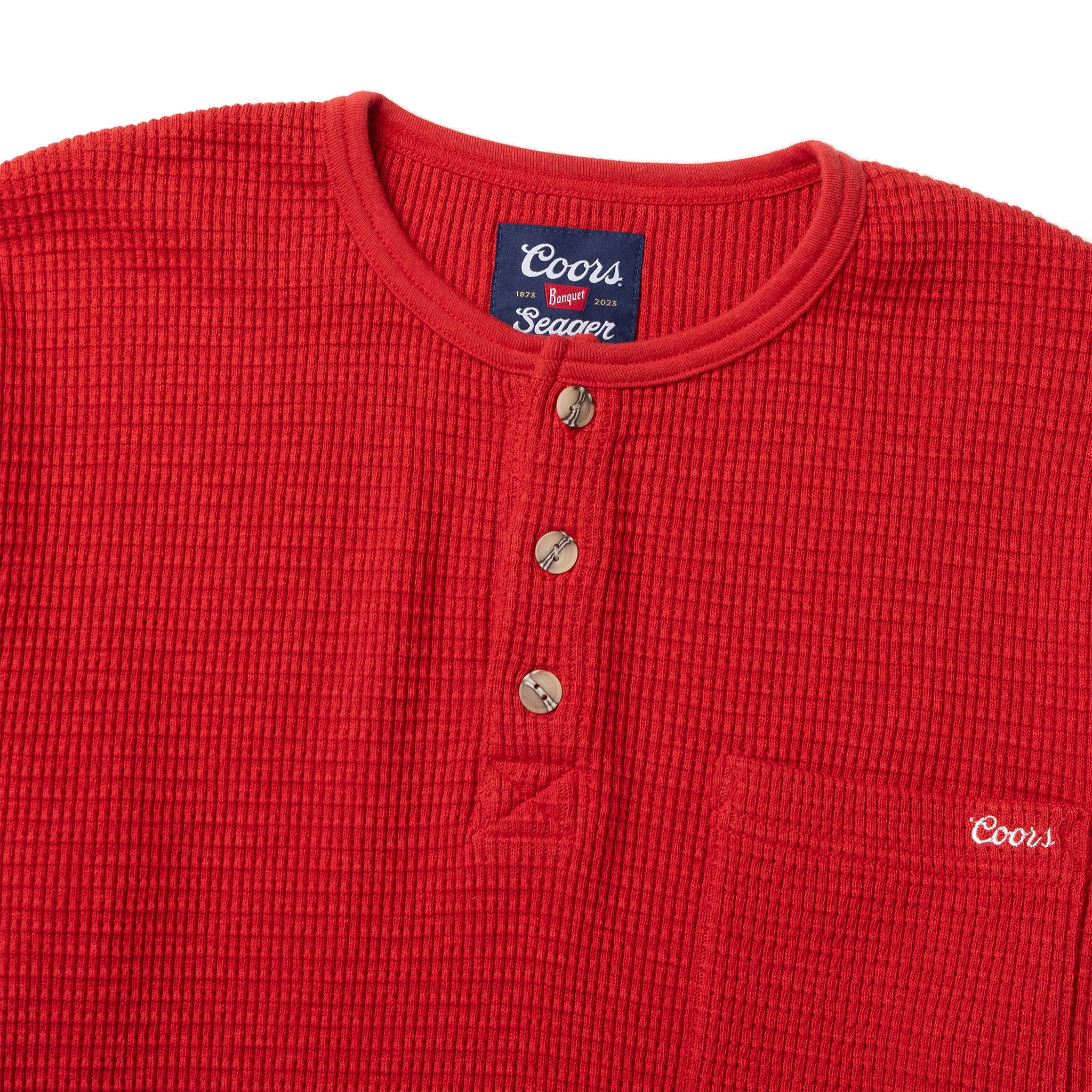 Seager x Coors Banquet Sawpit Henley LS Thermal Red - Image 3