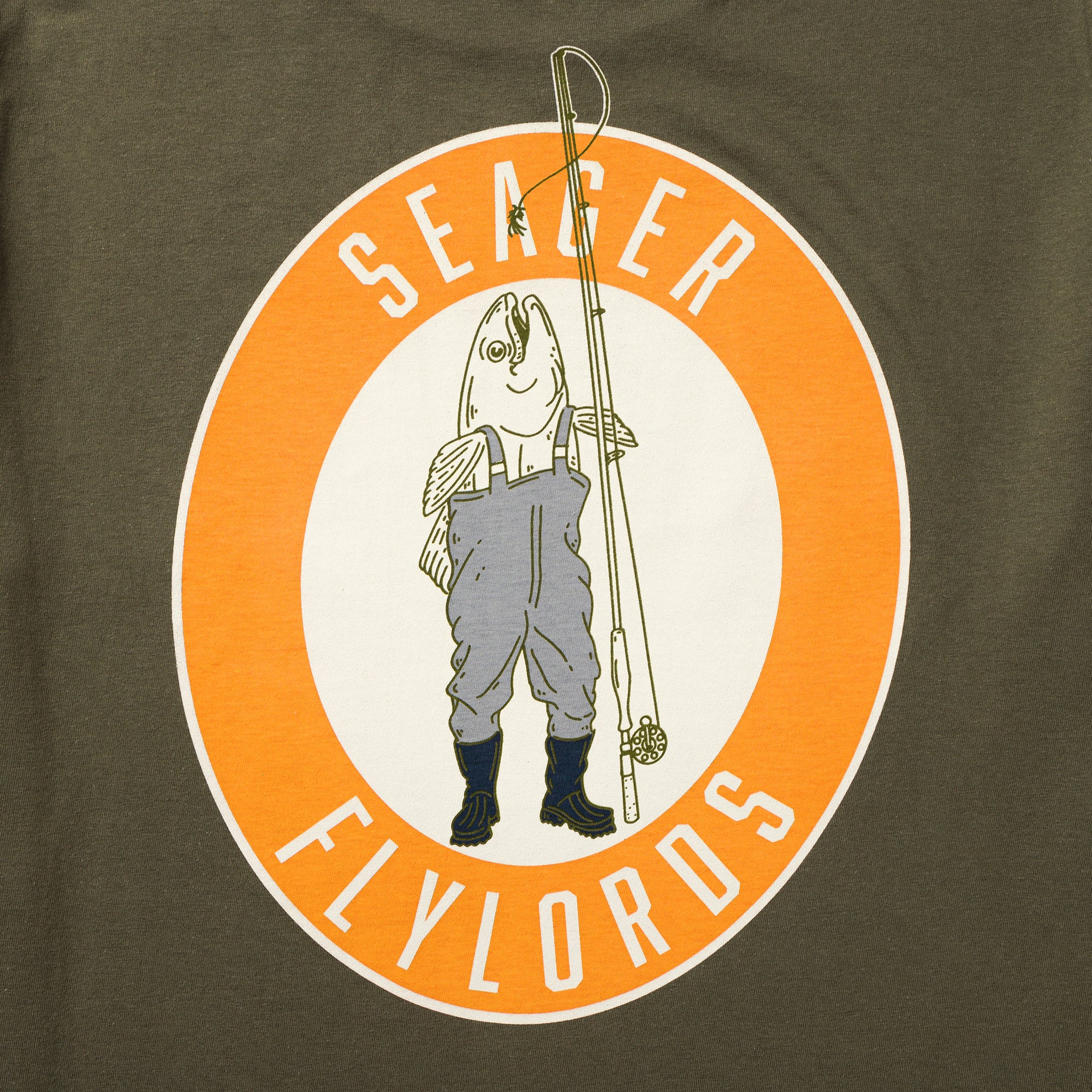 Seager x Flylords Wader Tee Military Green - Image 4