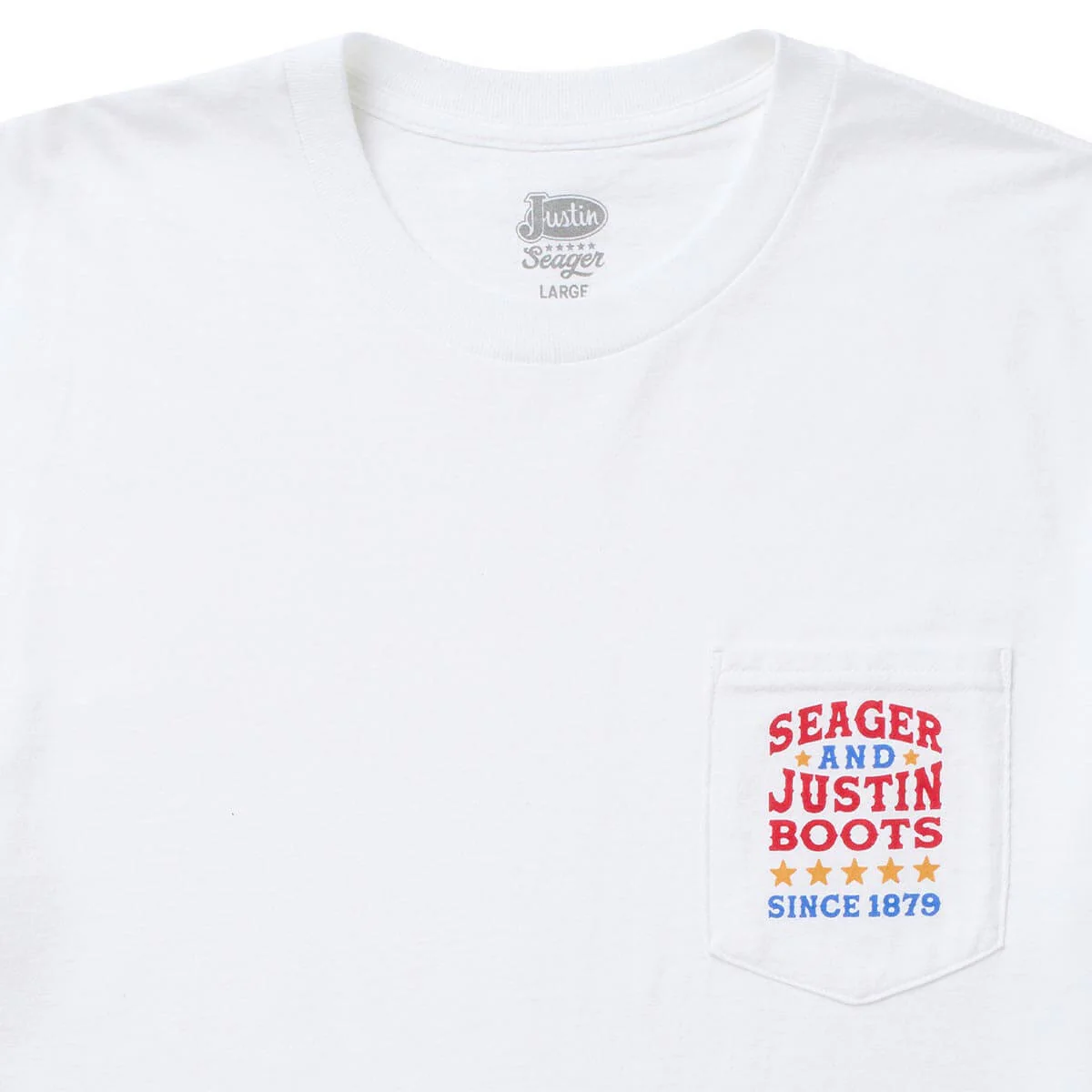 Seager x Justin Boots Legacy Pocket Tee White - Image 2