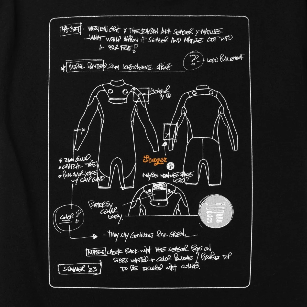 Seager x Matuse Sketchbook Tee Black - Image 3