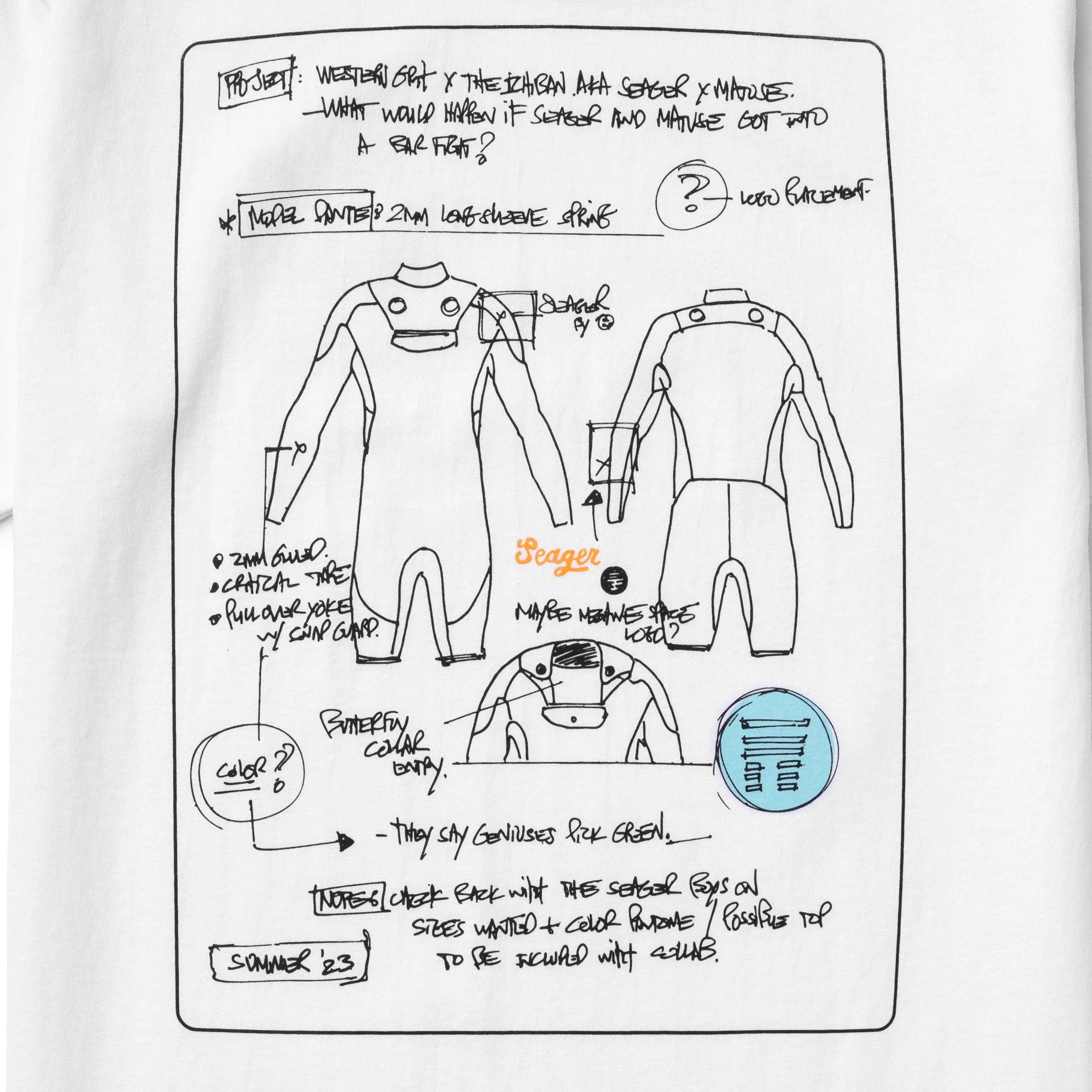 Seager x Matuse Sketchbook Tee White - Image 3