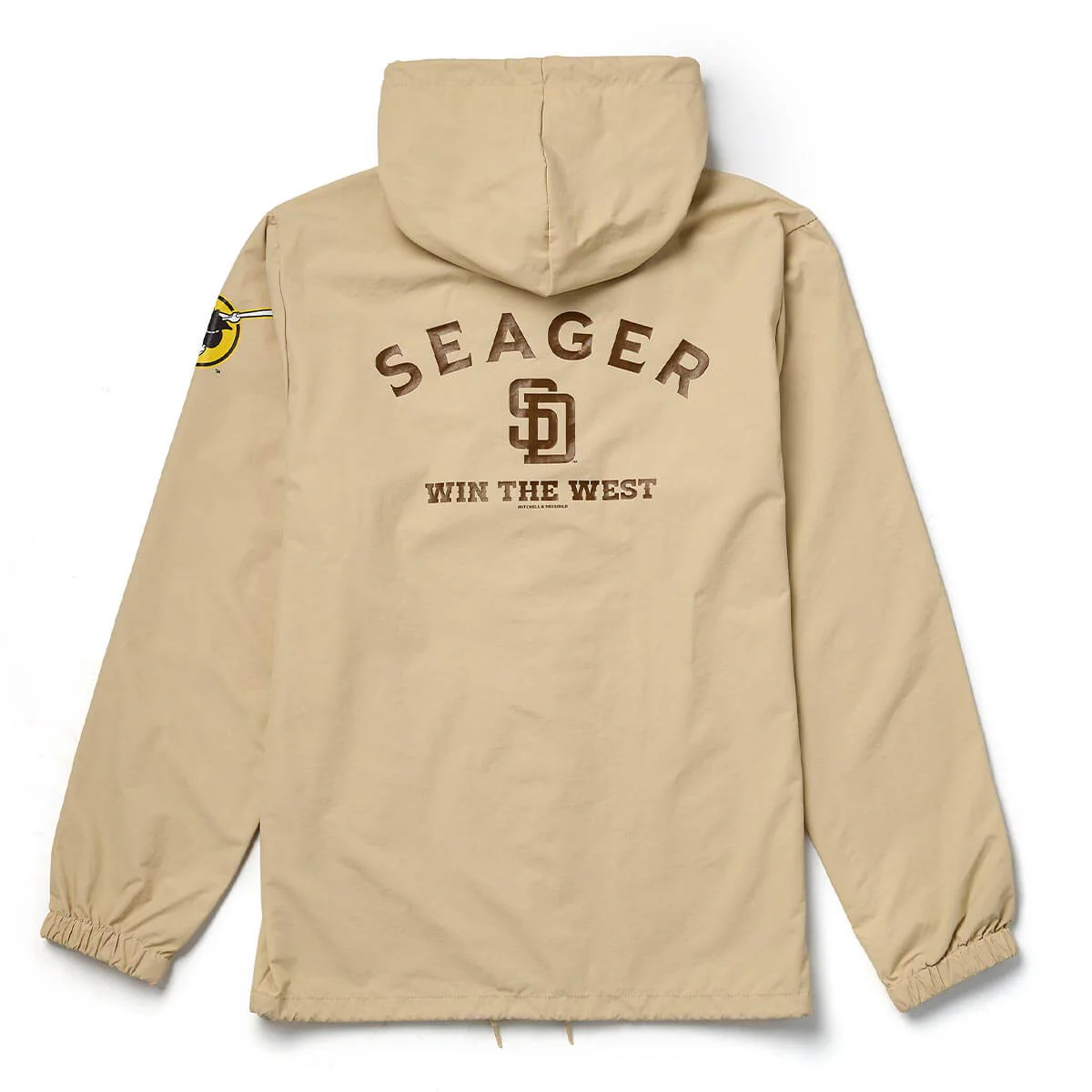 Seager x Padres Win the West Coaches Hoodie Khaki - Image 2