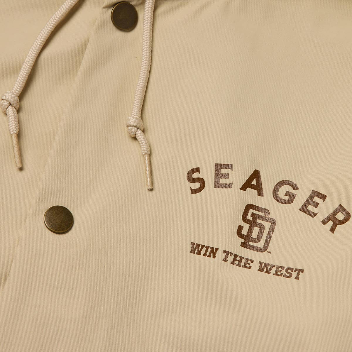 Seager x Padres Win the West Coaches Hoodie Khaki - Image 7