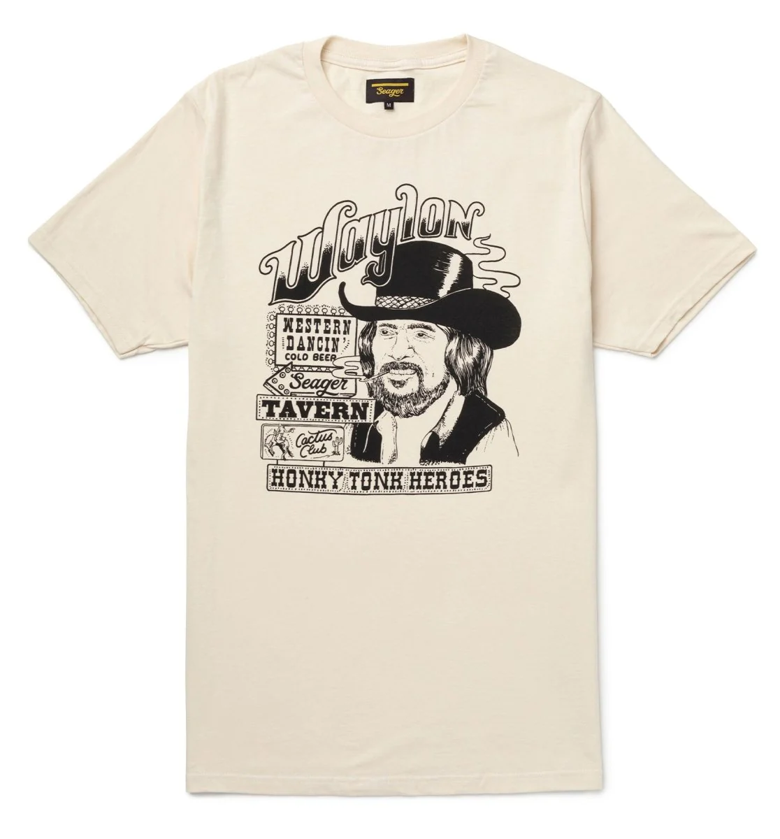 Seager x Waylon Jennings Honky Tonk Tee Vintage White
