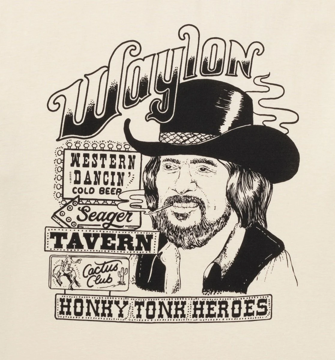 Seager x Waylon Jennings Honky Tonk Tee Vintage White - Image 3