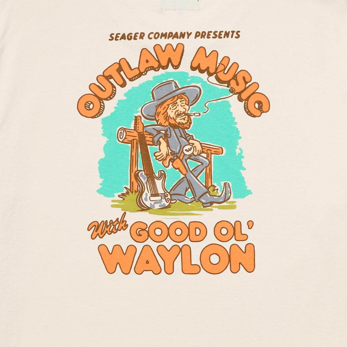 Seager x Waylon Jennings Outlaw Tee Vintage White - Image 3