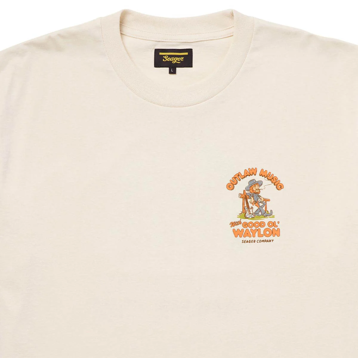 Seager x Waylon Jennings Outlaw Tee Vintage White - Image 4